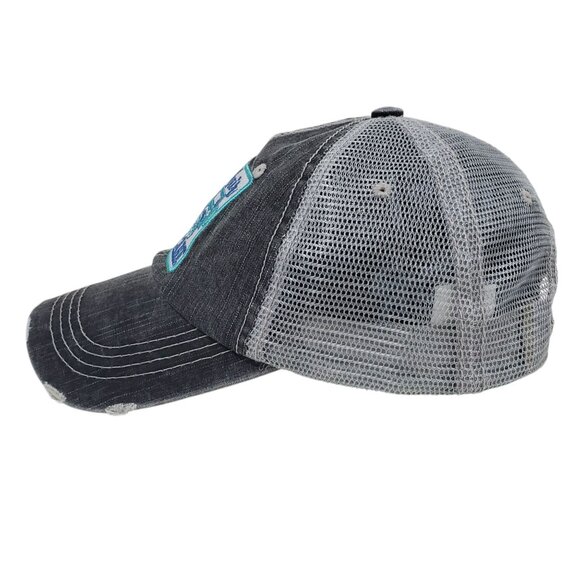 Distressed Gray "Jeep Hair Don't Care" Mesh Trucker Hat By Katydid Adjustable - Picture 3 of 10